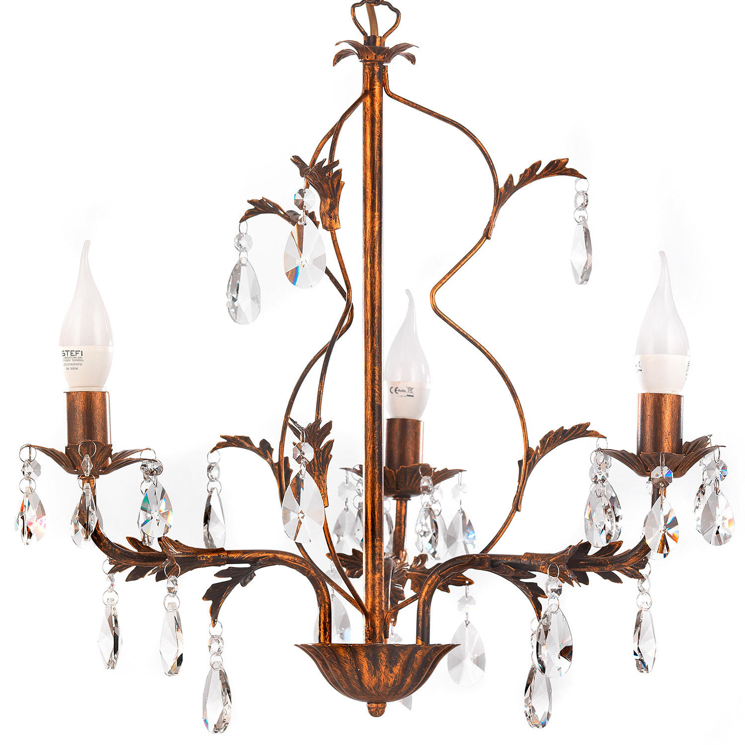 KRISTALL-HÄNGELEUCHTE 40/100 cm   - Bronzefarben, KONVENTIONELL, Glas/Metall (40/100cm)