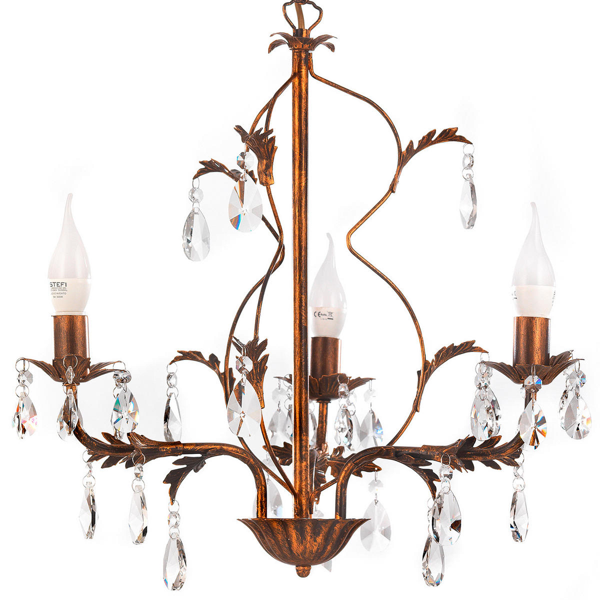 KRISTALL-HÄNGELEUCHTE 40/100 cm   - Bronzefarben, KONVENTIONELL, Glas/Metall (40/100cm)