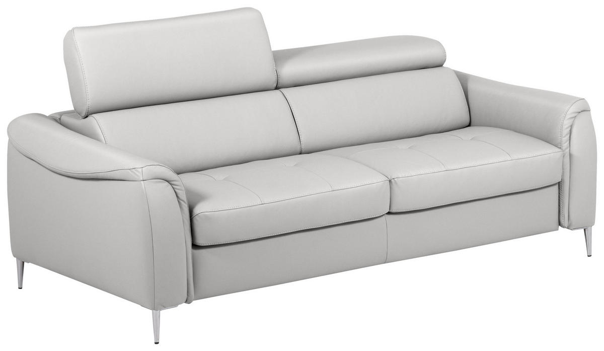 SCHLAFSOFA in Lederlook Echtleder Platinfarben  - Platinfarben, Design, Leder/Textil (203/77-98/103cm) - MID.YOU