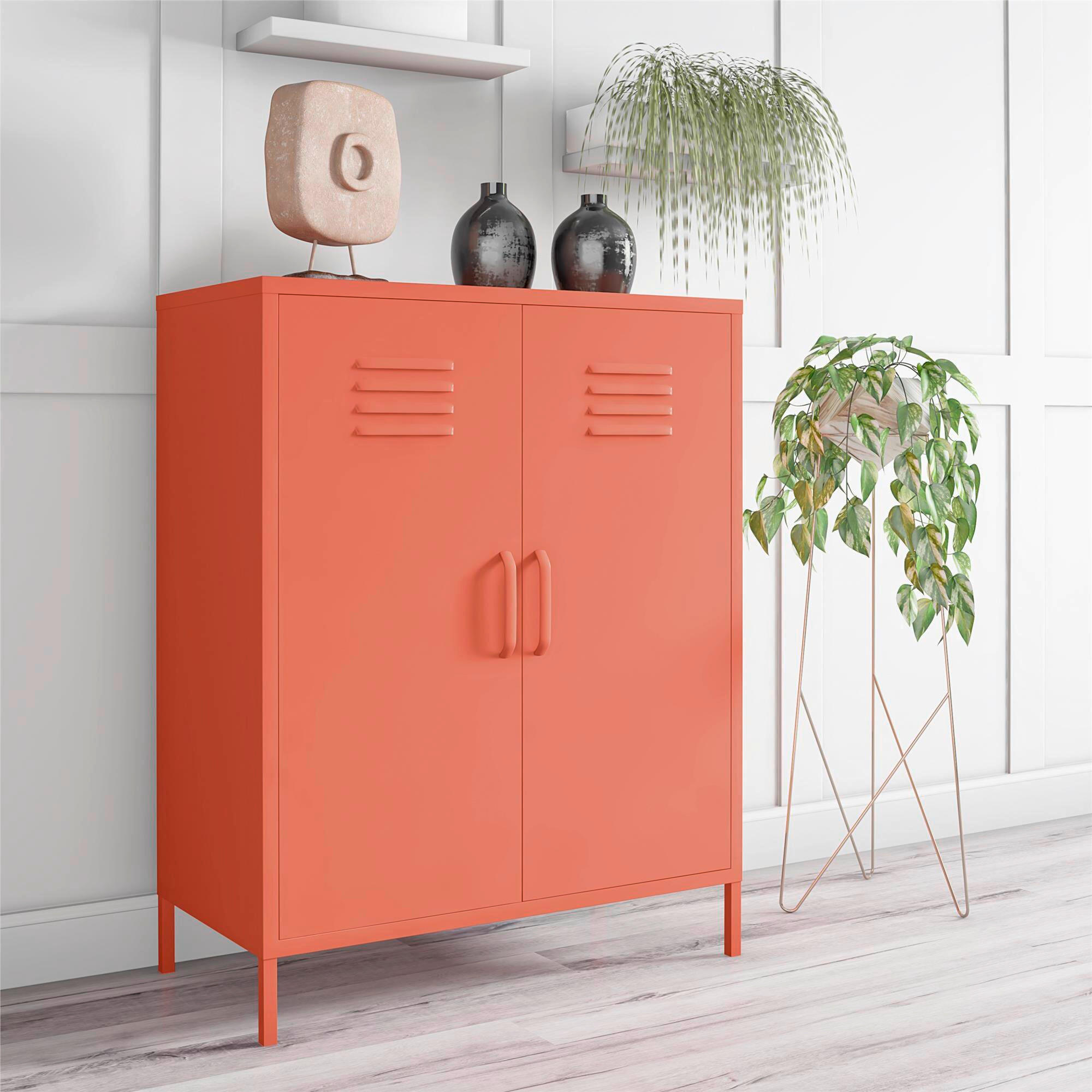 HIGHBOARD Cache  in 80/101/40 cm  - Orange, Design, Metall (80/101/40cm) - MID.YOU