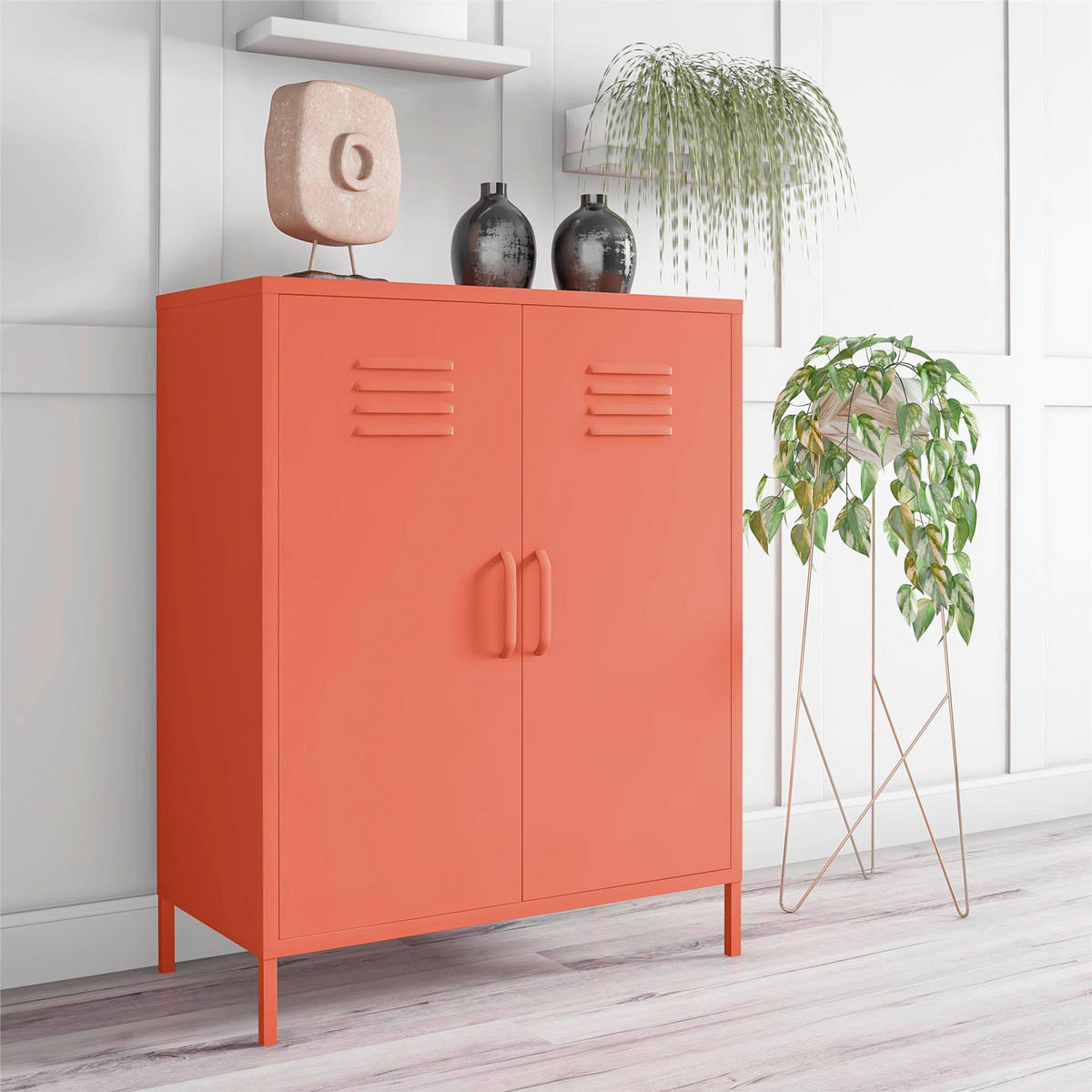 HIGHBOARD Cache  in 80/101/40 cm  - Orange, Design, Metall (80/101/40cm) - MID.YOU