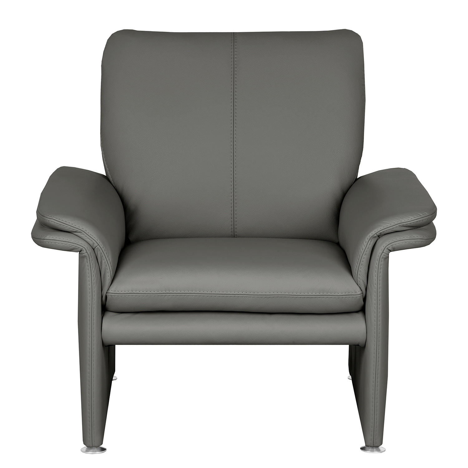 SESSEL in Echtleder Anthrazit  - Anthrazit/Silberfarben, Design, Leder/Metall (93/90/88cm) - Livetastic