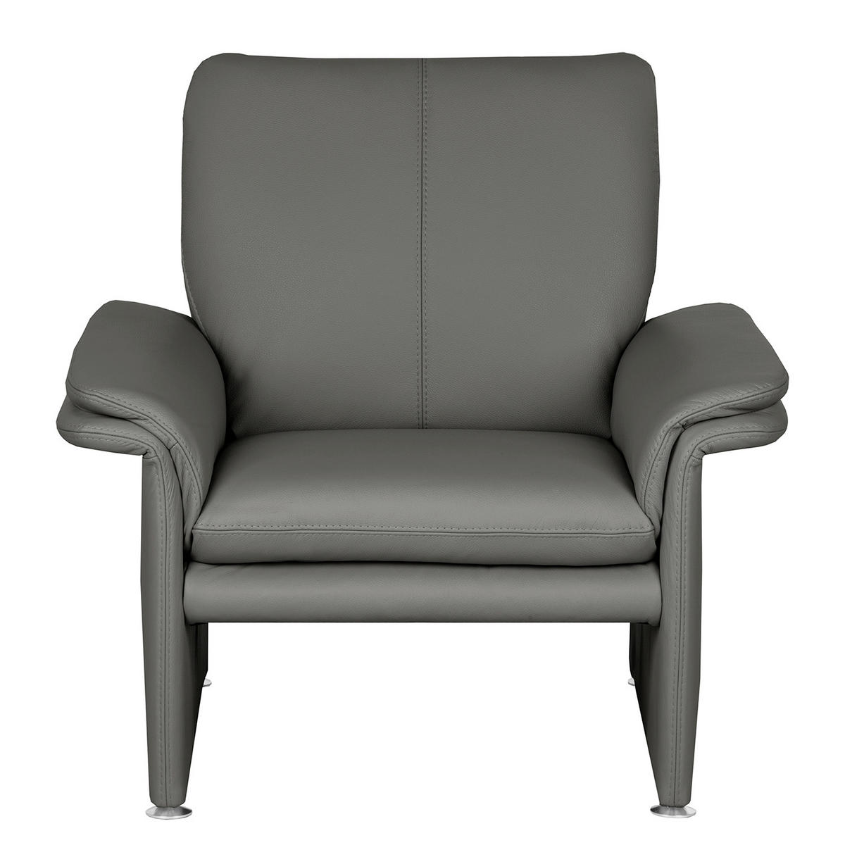 SESSEL in Echtleder Anthrazit  - Anthrazit/Silberfarben, Design, Leder/Metall (93/90/88cm) - Livetastic