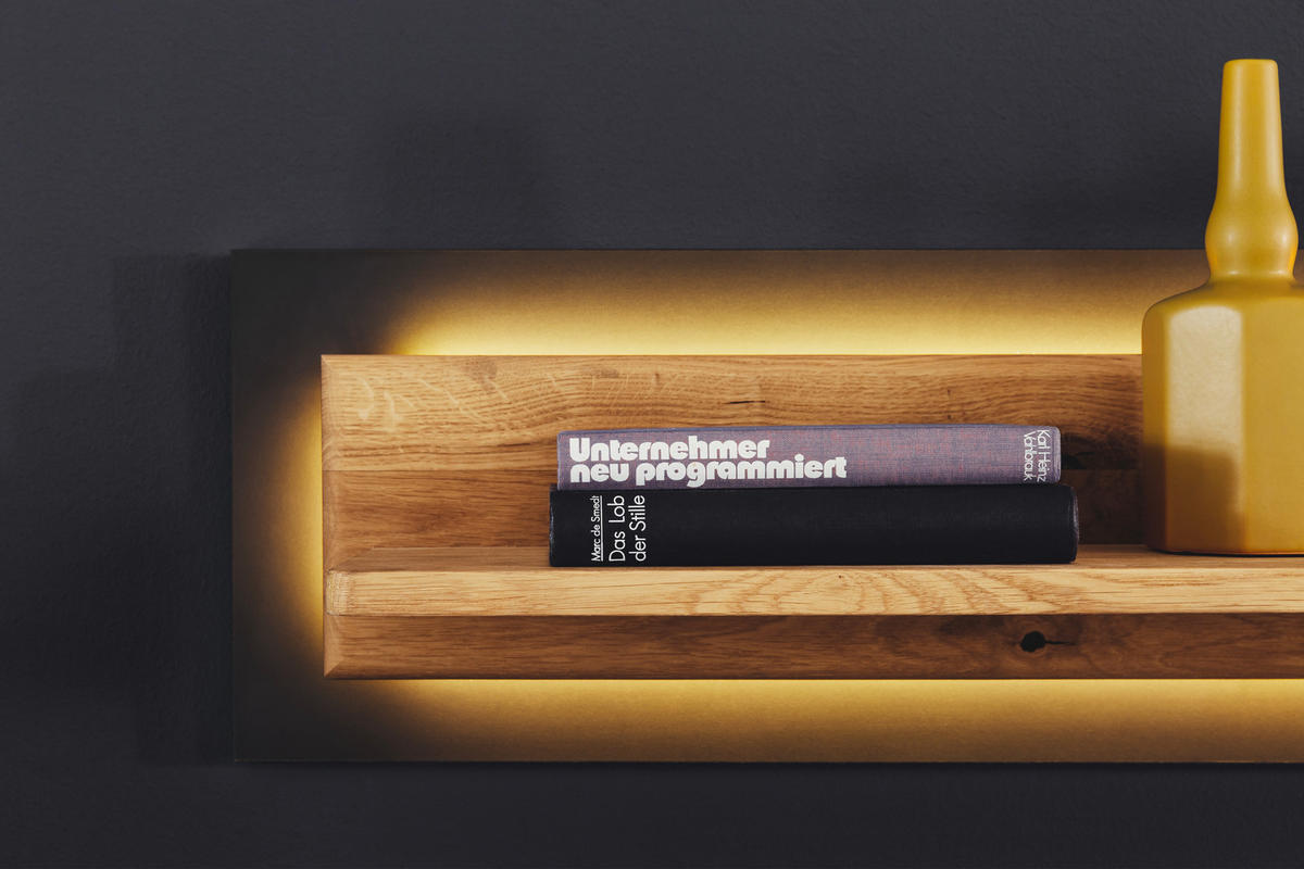 WANDBOARD in 150/26/23 cm Anthrazit, Wildeiche  - Wildeiche/Anthrazit, Design, Holz/Holzwerkstoff (150/26/23cm) - MID.YOU