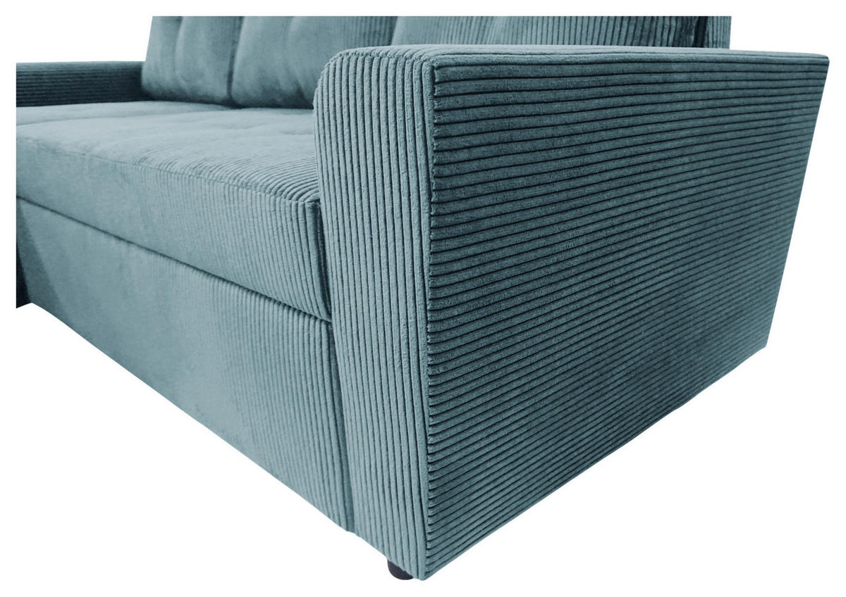 ECKSOFA TERMOLI in Cord Hellblau  155/231 cm  - Schwarz/Hellblau, Design, Kunststoff/Textil (155/231cm) - MID.YOU