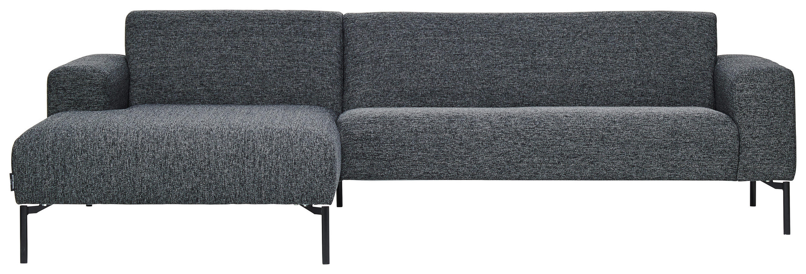 ECKSOFA in Flachgewebe Anthrazit  - Anthrazit/Schwarz, Design, Textil/Metall (168/264cm) - Johann Jakob