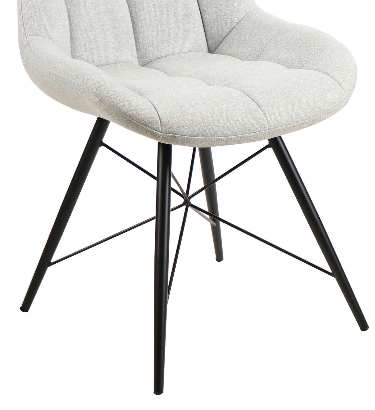 STUHL Leinenoptik Schwarz, Hellgrau  - Hellgrau/Schwarz, Design, Textil/Metall (51/86/61cm) - Xora