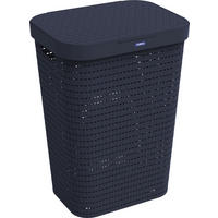 NÁDOBA NA BIELIZEŇ - biela/tmavomodrá, Basics, plast (42/57,7/32,2cm) - Rotho