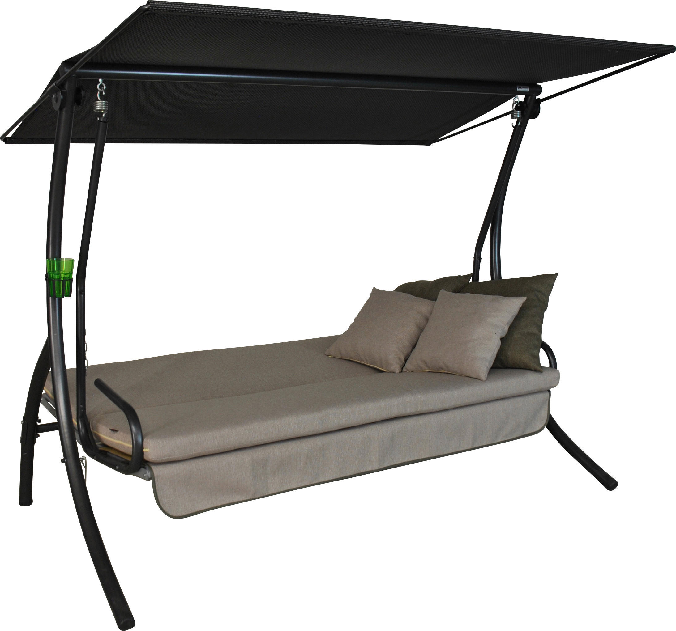 HOLLYWOODSCHAUKEL 210/160/145 cm  - Sandfarben/Dunkelgrau, Basics, Kunststoff/Textil (210/160/145cm) - Boxxx