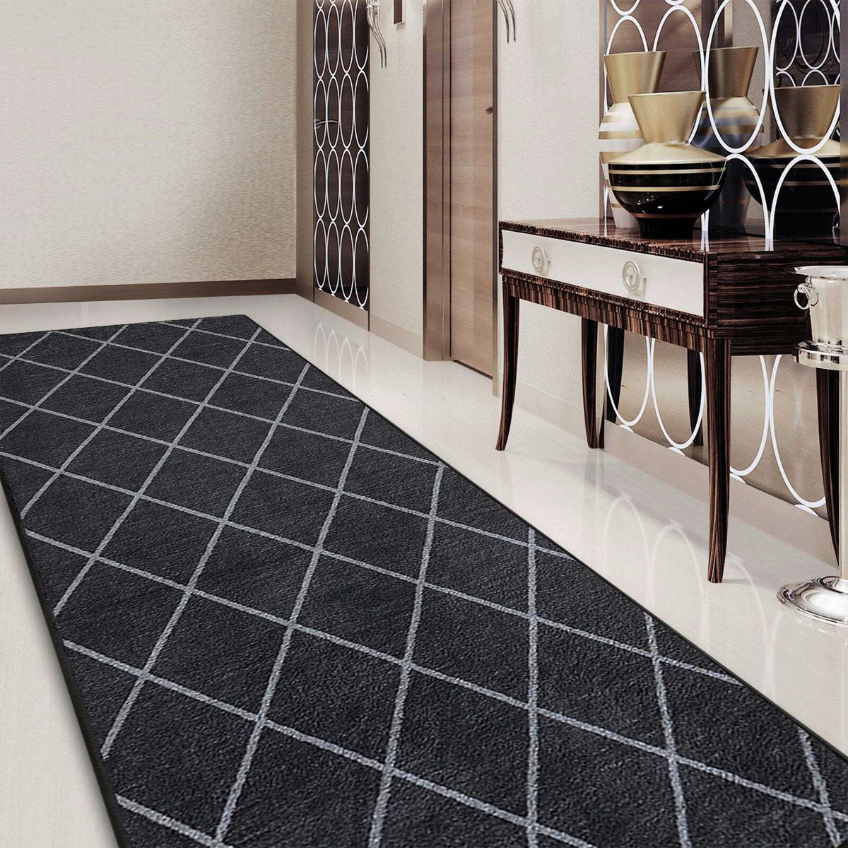 LÄUFER 80/700 cm Cosenza  - Schwarz/Weiß, Design, Kunststoff/Textil (80/700cm) - Novel
