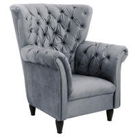 OHRENSESSEL Velours Grau  - Schwarz/Grau, Design, Holz/Textil (96/112/86cm) - MID.YOU