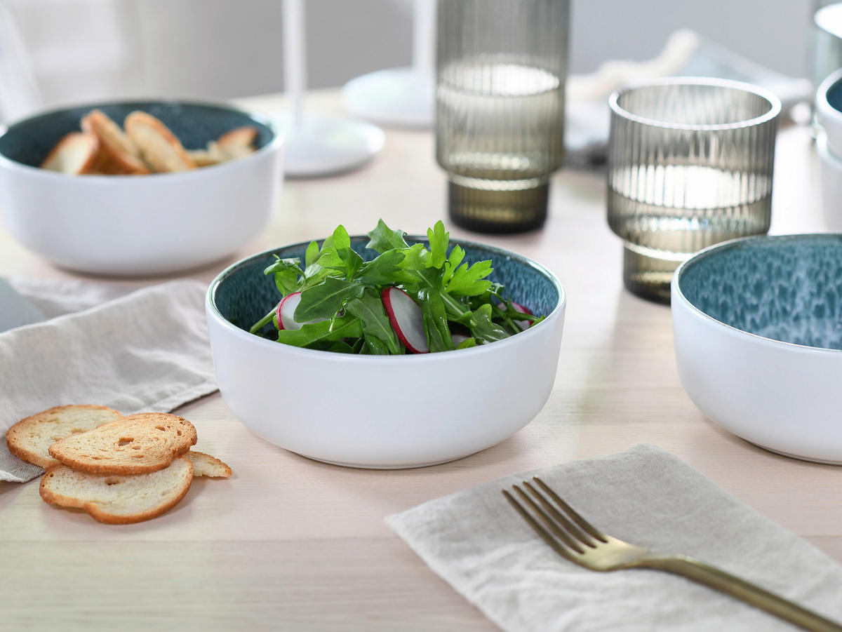 KOMBISERVICE Weiß, Hellblau Nordic Fjord Eisblau 16-teilig 4 Personen  - Weiß/Hellblau, Basics, Keramik - Creatable