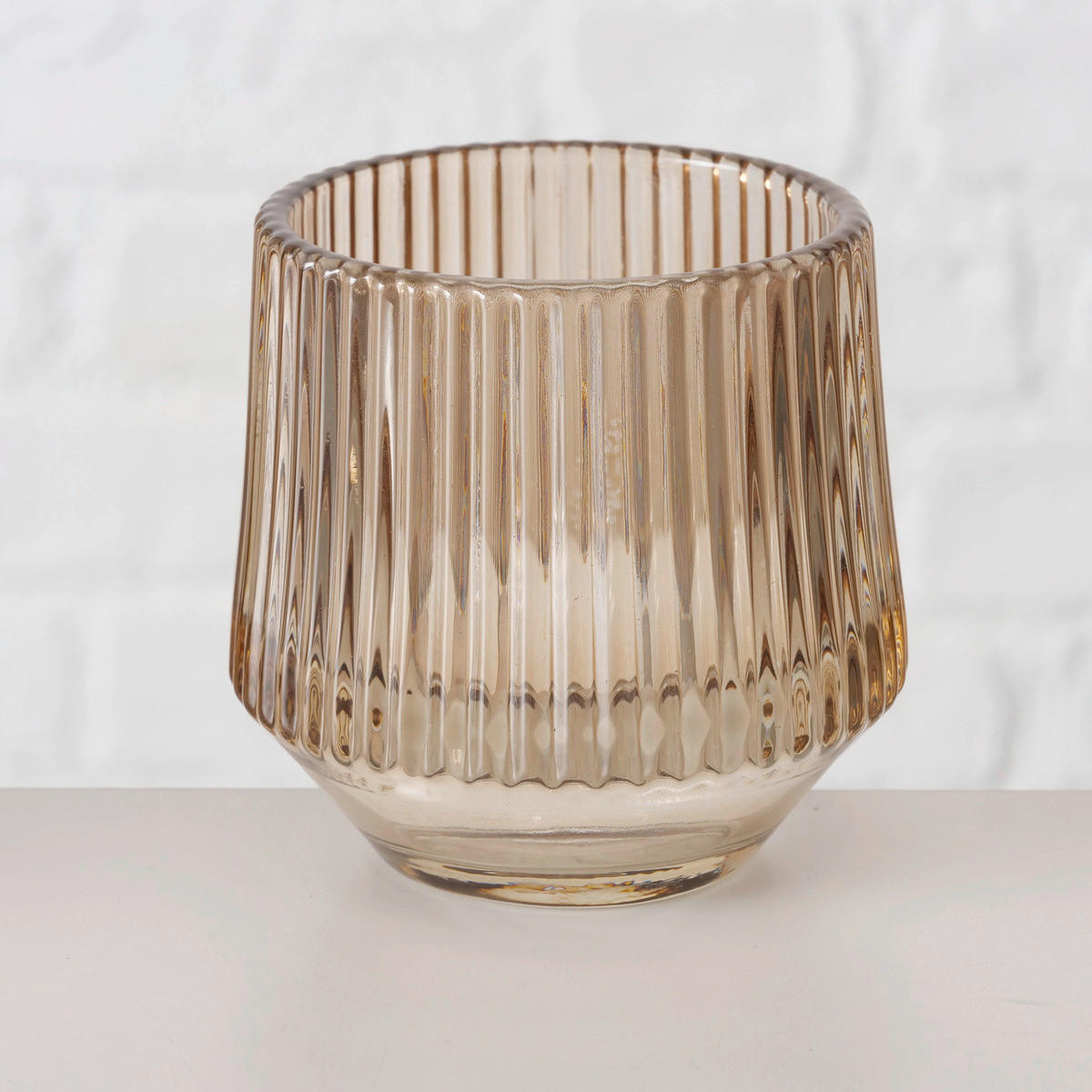 DEKOGLAS 8 cm  - Dunkelbraun/Beige, Basics, Glas (8/8cm)