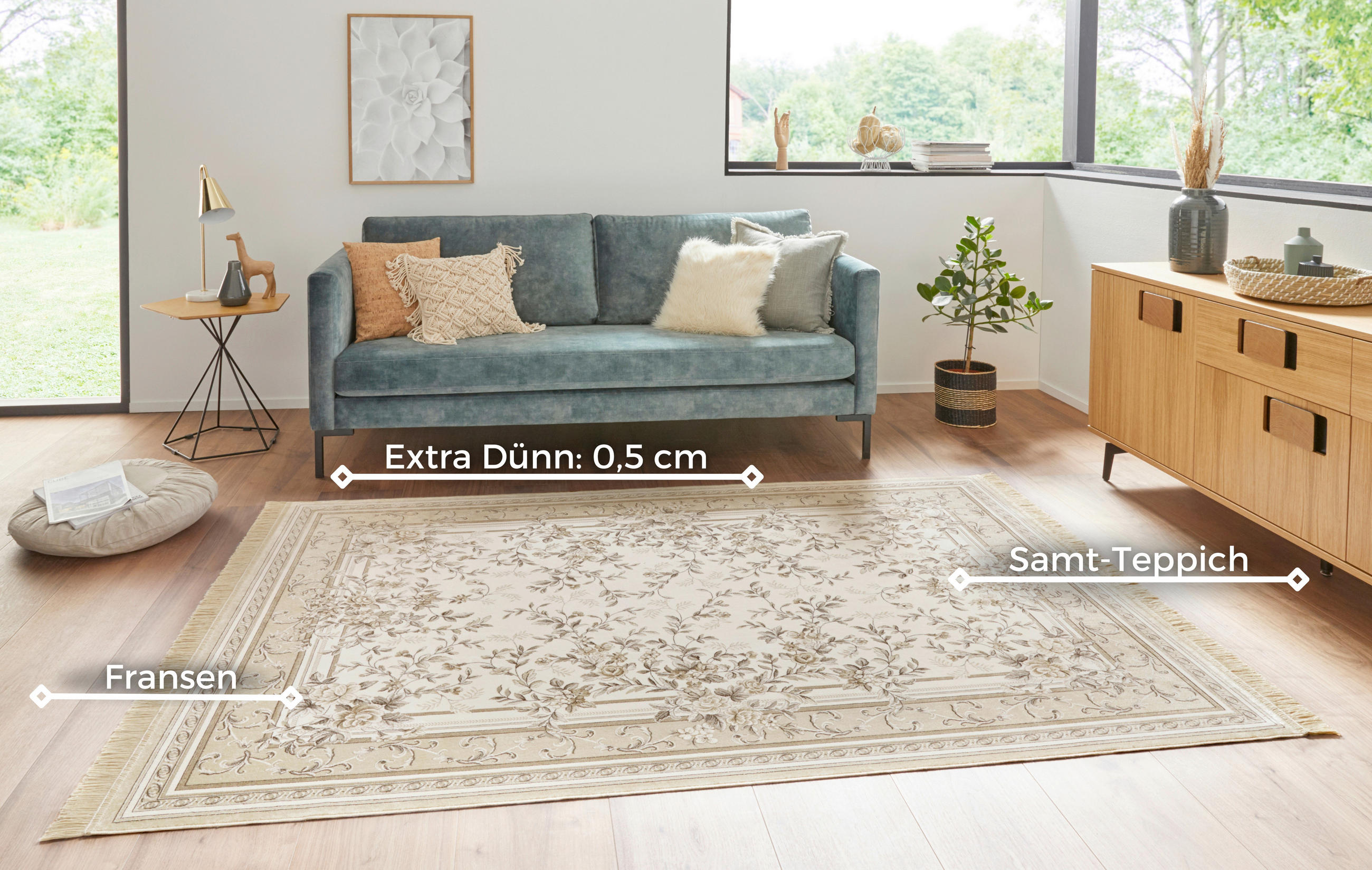 VINTAGE-TEPPICH 195/300 cm Naveh Creme, Ecru  - Ecru/Creme, Basics, Textil (195/300cm)