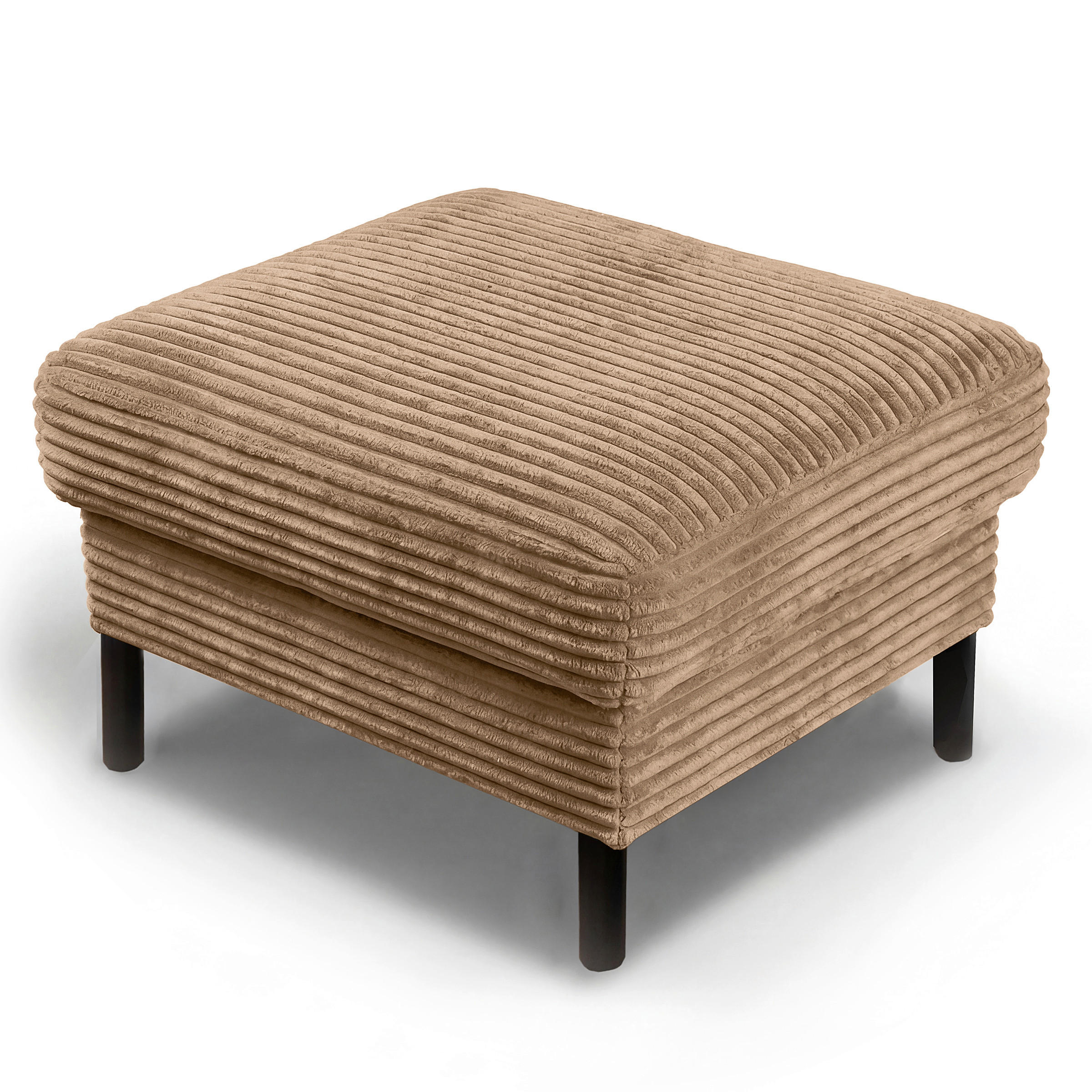 HOCKER Textil Hellbraun  - Hellbraun/Schwarz, Design, Textil/Metall (70/48/60cm) - Livetastic