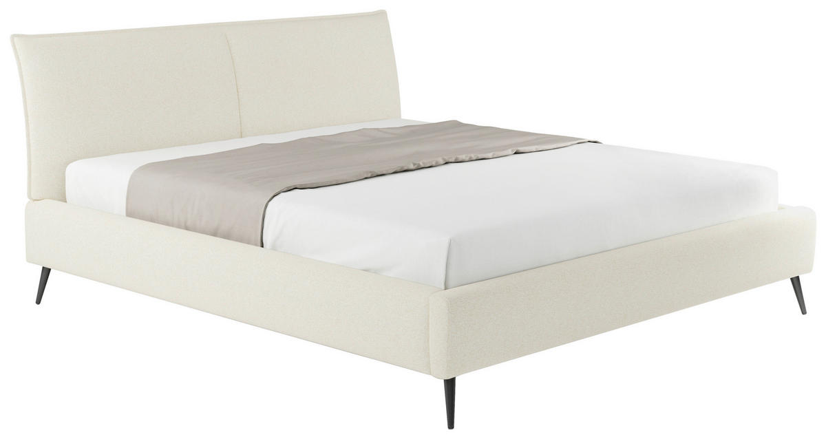 POLSTERBETT gepolstertes Kopfteil, Bettkasten, Lattenroste Beige 140/200 cm  - Beige/Schwarz, Design, Holz/Textil (140/200cm) - Esposa