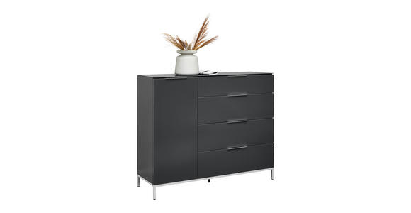 SIDEBOARD in 135/101/40,5 cm - Anthrazit/Alufarben, Design, Glas/Holzwerkstoff (135/101/40,5cm) - Voleo