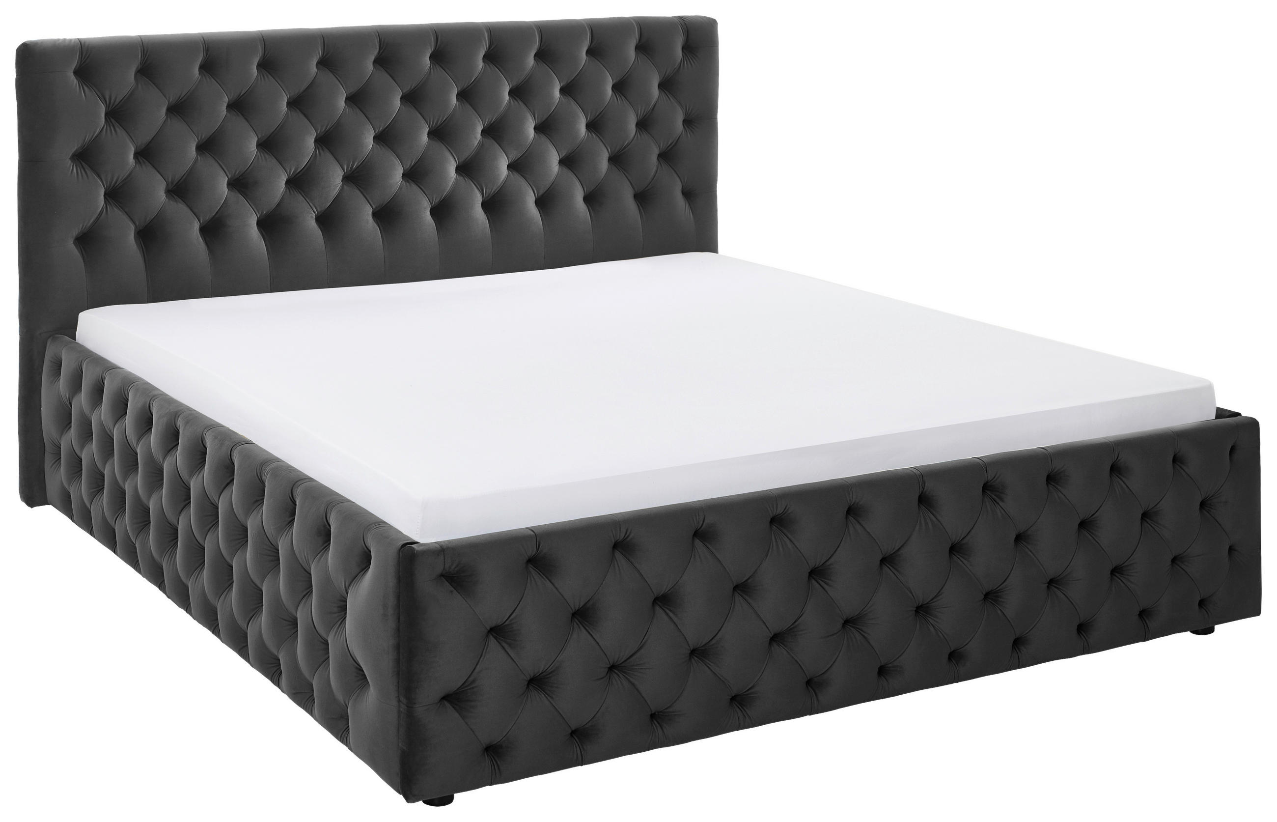 POLSTERBETT gepolstertes Kopfteil Grau 180/200 cm  - Schwarz/Grau, KONVENTIONELL, Kunststoff/Textil (180/200cm) - Carryhome