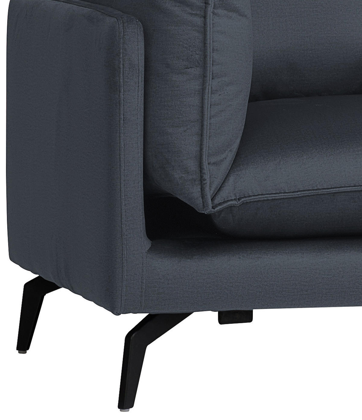 ECKSOFA in Samt Anthrazit  241/200 cm  - Anthrazit/Schwarz, Design, Textil/Metall (241/200cm) - Carryhome