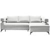 ECKSOFA Weiß Chenille  - Schwarz/Weiß, KONVENTIONELL, Textil/Metall (265/184cm) - Hom`in