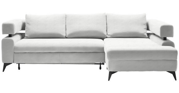 ECKSOFA in Chenille Weiß  - Schwarz/Weiß, KONVENTIONELL, Textil/Metall (265/184cm) - Hom`in