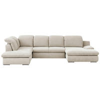 WOHNLANDSCHAFT in Chenille Creme  - Chromfarben/Creme, Design, Textil/Metall (212/353/165cm) - Livetastic