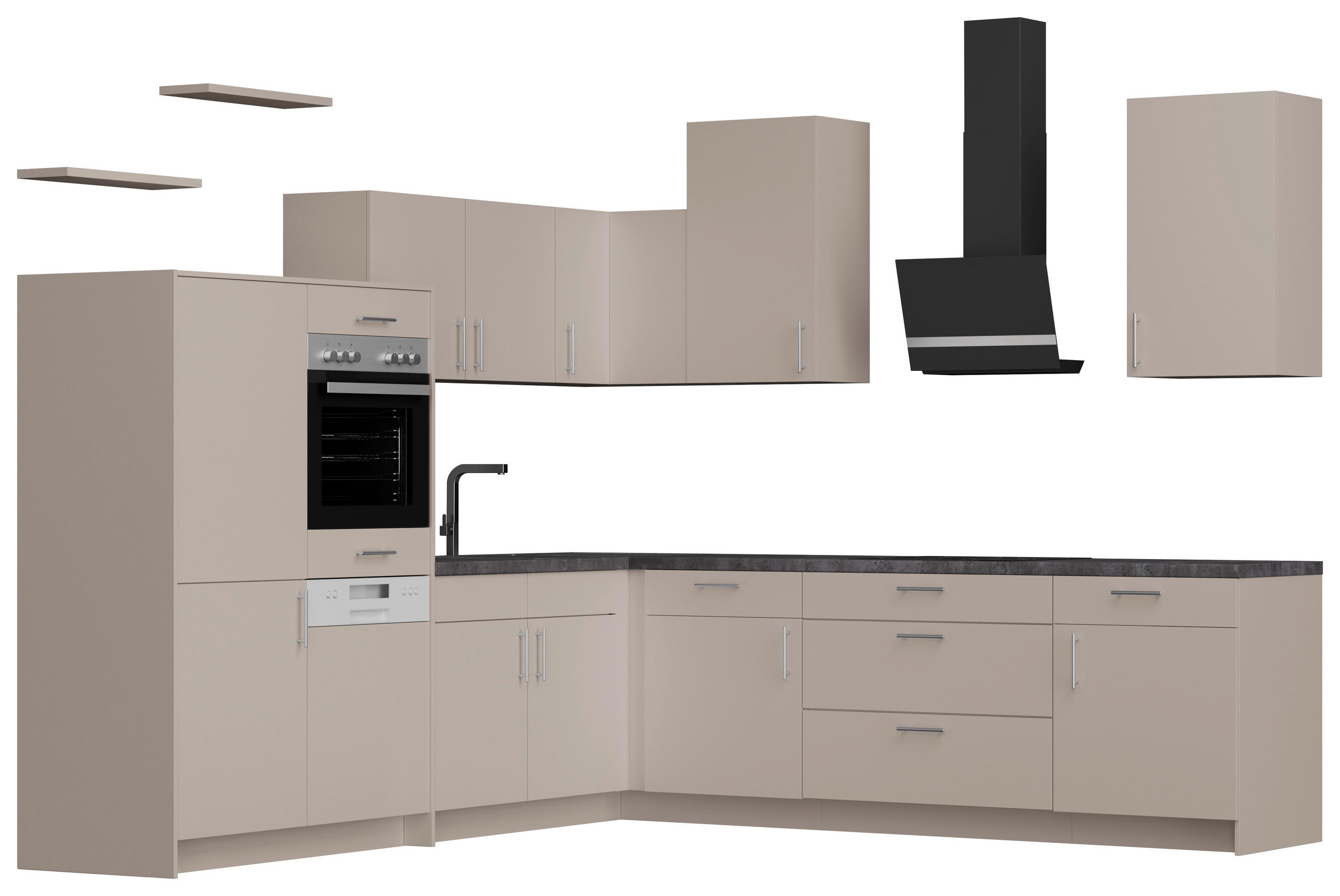 ECKKÜCHE 289/278 cm  in Kaschmir  - Kaschmir/Edelstahlfarben, Design, Holzwerkstoff/Metall (289/278cm) - Pino