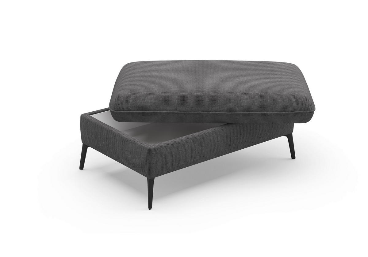 HOCKER Flachgewebe Grau  - Creme/Schwarz, KONVENTIONELL, Textil/Metall (104/47/69cm) - Sit & More