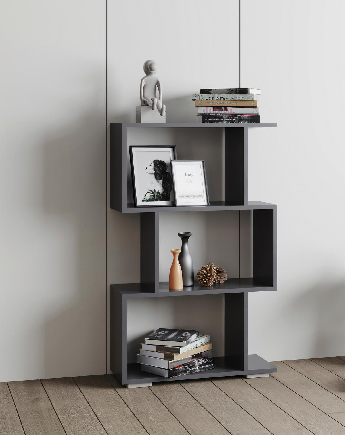 REGAL  60/97/24 cm Anthrazit  - Anthrazit/Silberfarben, Design, Holzwerkstoff/Kunststoff (60/97/24cm) - MID.YOU