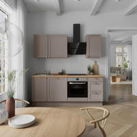 KÜCHENBLOCK Frame 210 cm  in Eichefarben, Beigebraun  - Edelstahlfarben/Eichefarben, MODERN, Holzwerkstoff/Metall (210cm) - Nobilia