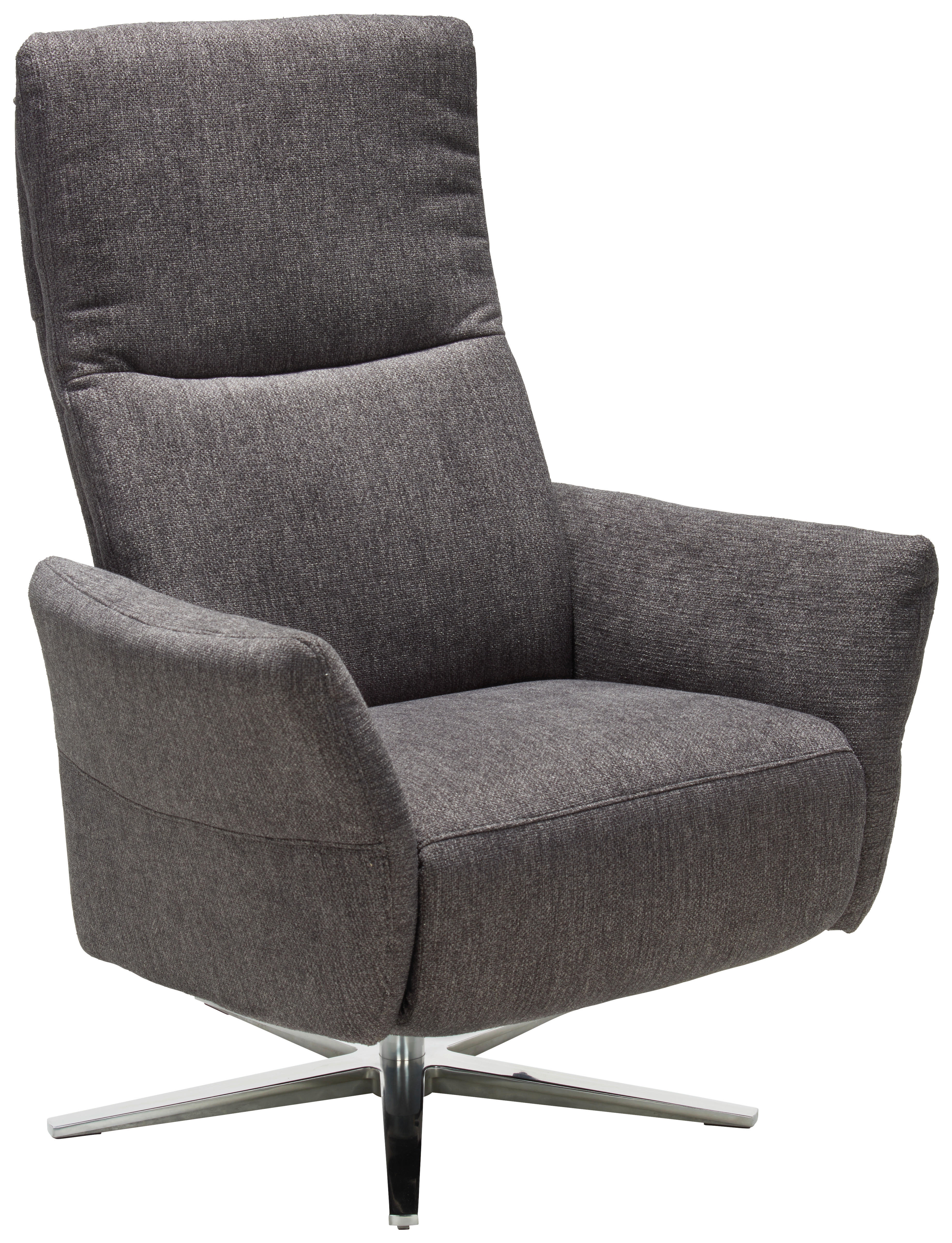 RELAXSESSEL Flachgewebe Relaxfunktion    - Chromfarben/Anthrazit, Design, Textil/Metall (79/114/81-161cm) - Pure Home Comfort