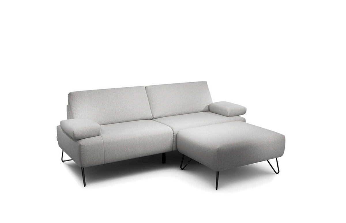 2,5-SITZER Chenille Hellgrau  - Hellgrau/Schwarz, Design, Textil/Metall (204-234/85/86-94cm) - SENSOO