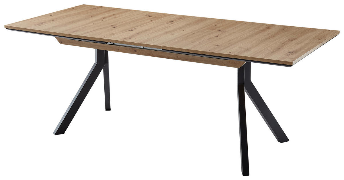 ESSTISCH in Metall, Holzwerkstoff 160-200/90/75,5 cm  - Schwarz/Eiche Artisan, Design, Holzwerkstoff/Metall (160-200/90/75,5cm) - Cantus