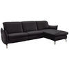 ECKSOFA in Lederlook (vegan) Schwarz  - Schwarz/Nickelfarben, Modern, Textil/Metall (233/179cm) - Livetastic