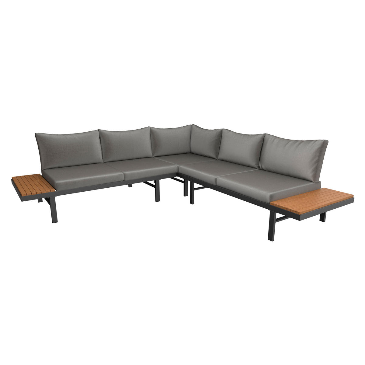 LOUNGEGARNITUR Akazie massiv Stahl  - Grau, Design, Glas/Holz - Ambia Garden