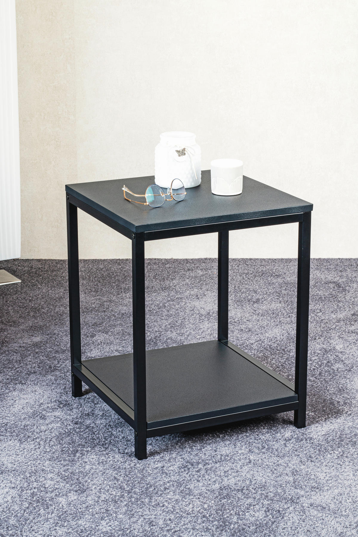 BEISTELLTISCH 40/40/50 cm Schwarz quadratisch  - Schwarz, Design, Holzwerkstoff/Metall (40/40/50cm)