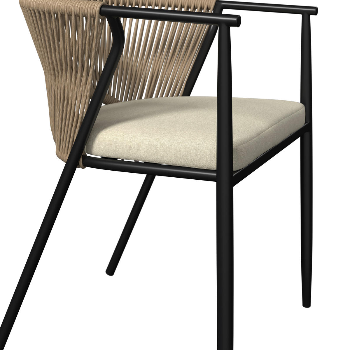 GARTENSTUHL Eisen Beige, Schwarz  - Beige/Schwarz, MODERN, Kunststoff/Textil (58/75/57cm) - Ambia Garden