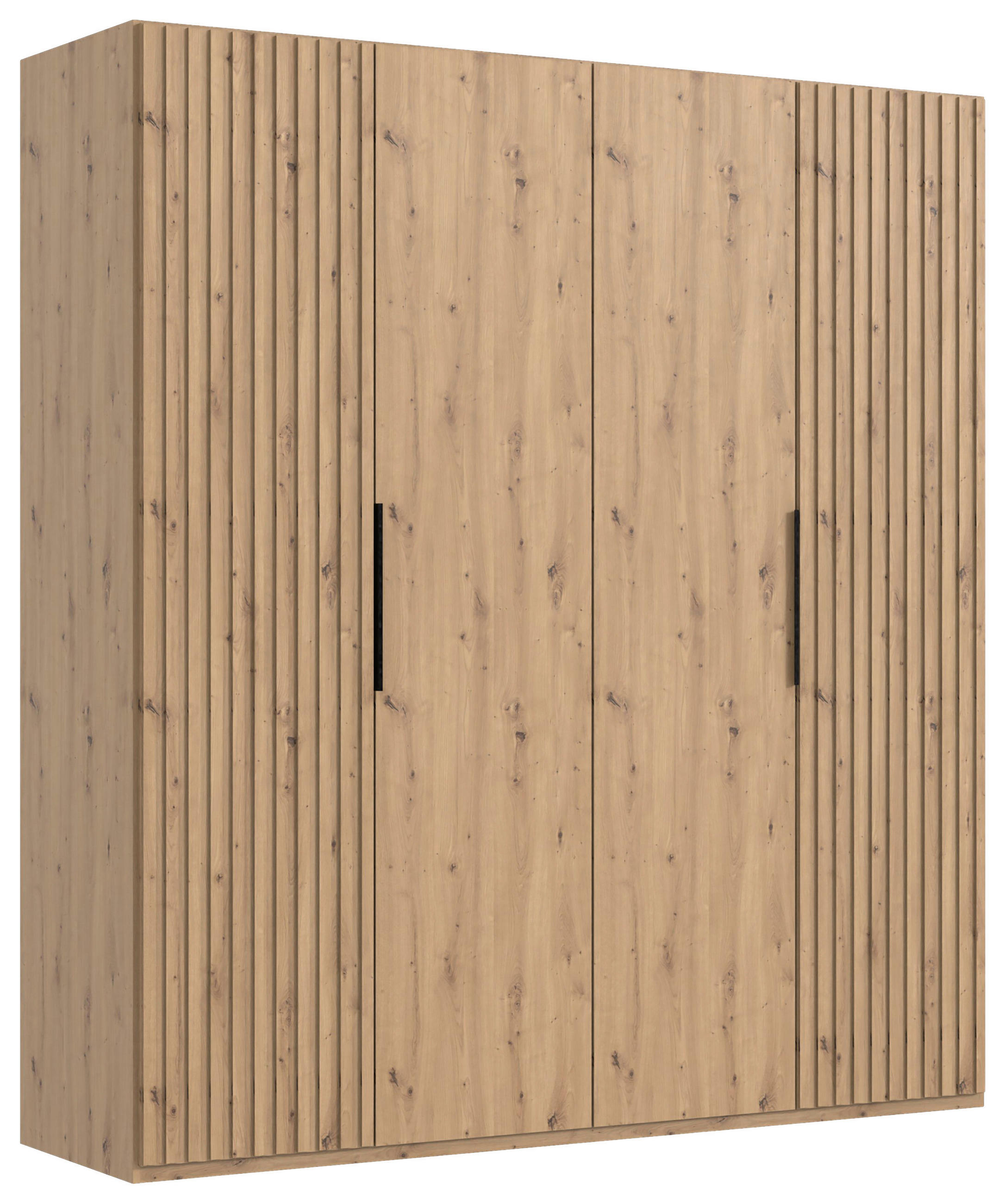DREHTÜRENSCHRANK in Eiche Artisan  - Schwarz/Eiche Artisan, Modern, Holzwerkstoff/Metall (200/216/58cm) - MID.YOU