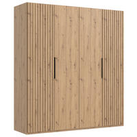 DREHTÜRENSCHRANK in Eiche Artisan  - Schwarz/Eiche Artisan, Modern, Holzwerkstoff/Metall (200/216/58cm) - MID.YOU
