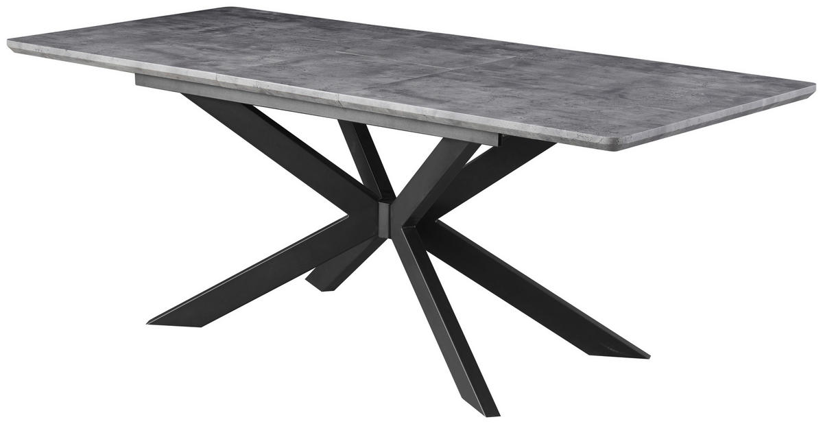 ESSTISCH Grau rechteckig  ausziehbar  - Schwarz/Grau, KONVENTIONELL, Holzwerkstoff/Metall (160-200/76/90cm) - MID.YOU