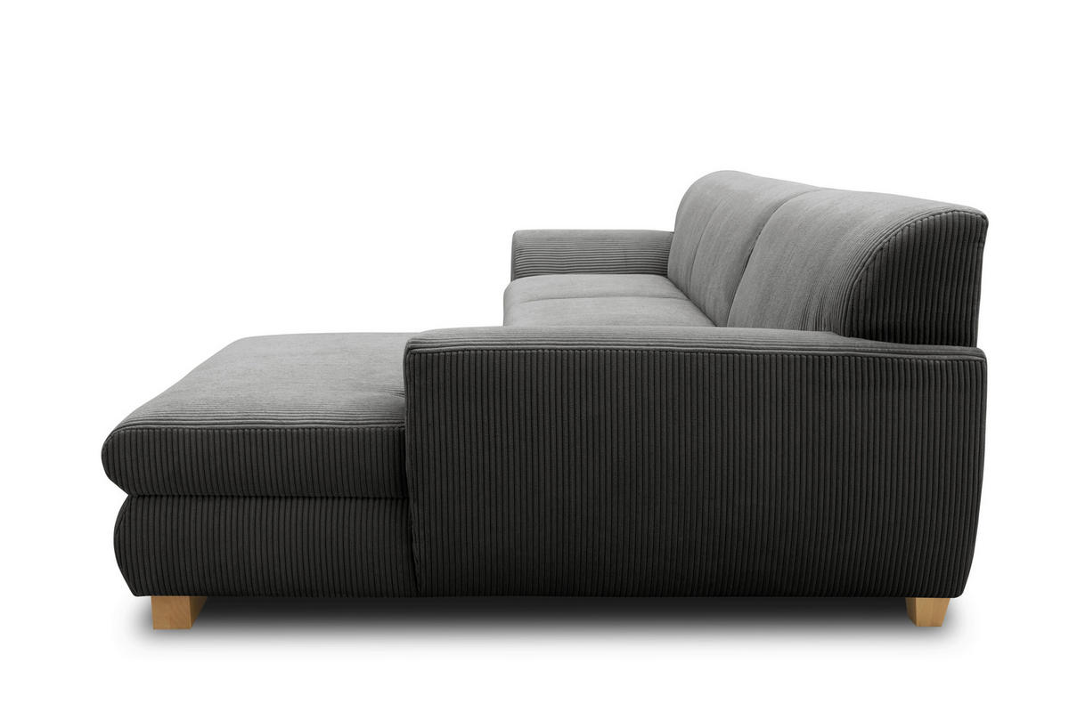 ECKSOFA NIKA Schlammfarben Webstoff  - Schlammfarben/Silberfarben, Basics, Holz/Textil (277/156cm) - MID.YOU