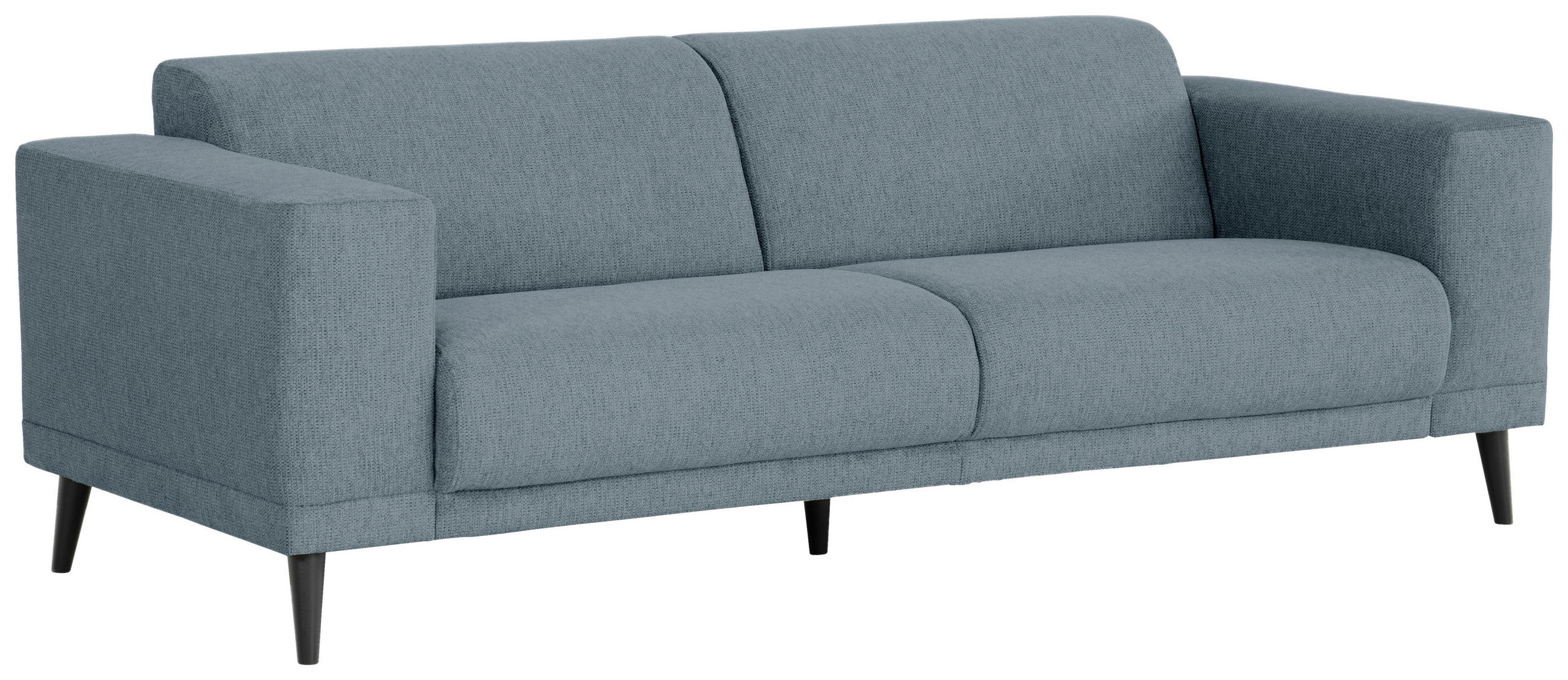 3-SITZER-SOFA in Webstoff Blaugrau  - Blaugrau/Schwarz, Design, Holz/Textil (218/77/93cm) - MID.YOU
