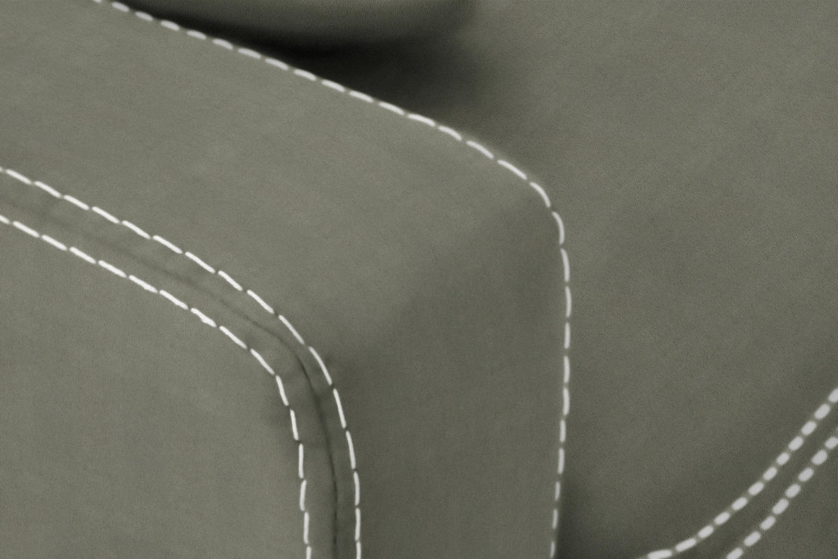 ECKSOFA in Mikrofaser Grau, Grün  - Chromfarben/Beige, Design, Textil/Metall (229/200cm) - Pure Home Lifestyle