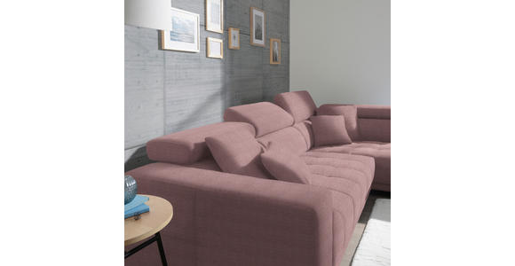 ECKSOFA in Mikrofaser Rosa  - Chromfarben/Rosa, Design, Textil/Metall (301/207cm) - Xora