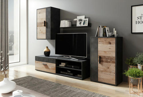 WOHNWAND  in Naturfarben  190/150/40 cm  - Anthrazit/Naturfarben, MODERN, Holzwerkstoff/Kunststoff (190/150/40cm) - P & B