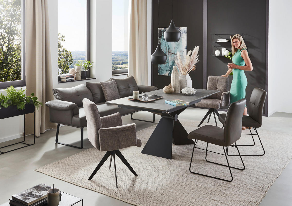 STUHL  in Stahl Echtleder pigmentiert Metall, Leder, Holzwerkstoff  - Anthrazit/Schwarz, Design, Leder/Holzwerkstoff (47/90/61cm) - Dieter Knoll