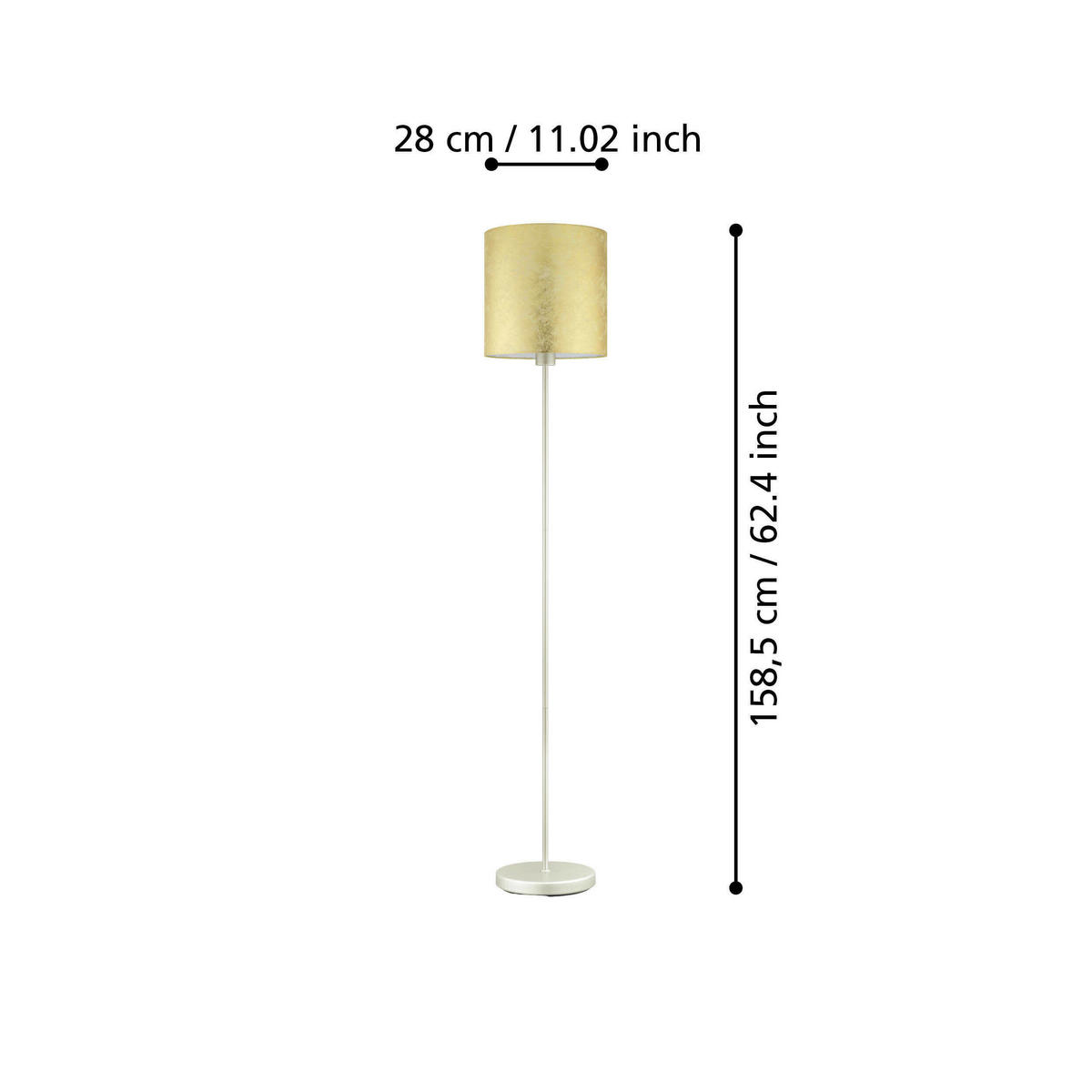 STEHLEUCHTE Viserbella {item..attr('I-DIMENSION'),[ ]}{itemattr('O-DIMENSION'),[ ]} - Champagner/Goldfarben, KONVENTIONELL, Textil/Metall (28/158,5cm) - Eglo