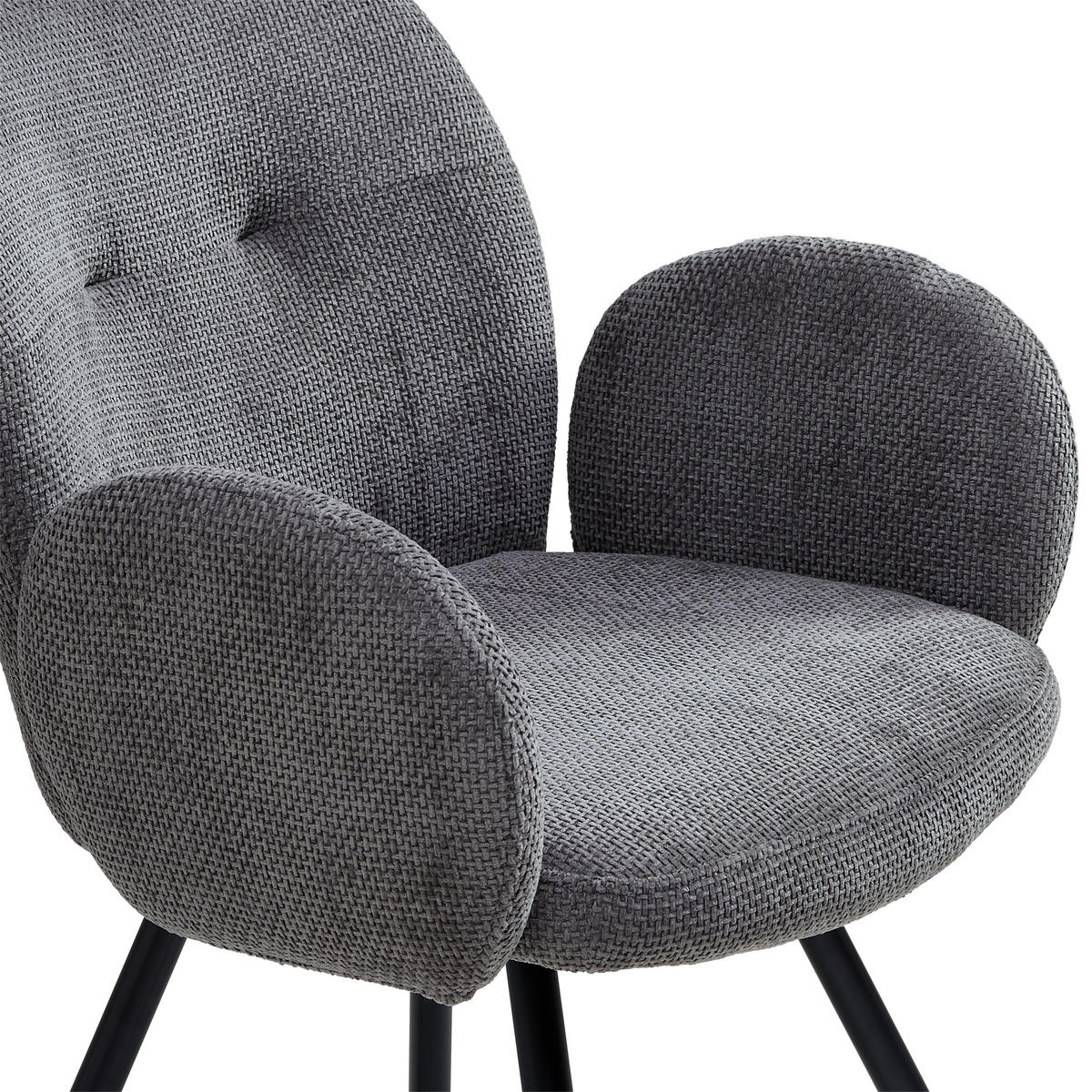 ARMLEHNSTUHL  in Eisen Chenille  - Schwarz/Grau, LIFESTYLE, Holz/Textil (60/87/65cm) - Livetastic