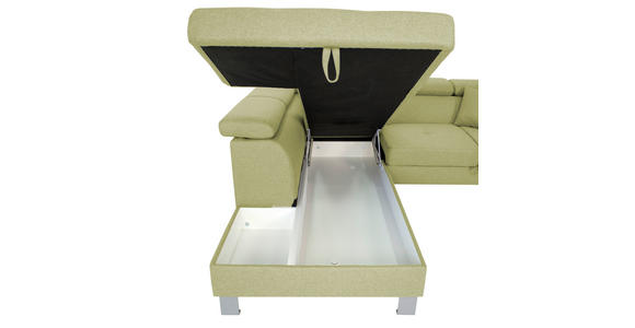 ECKSOFA inkl. Funktionen Grün Webstoff - Silberfarben/Grün, Design, Textil/Metall (226/257cm) - Xora