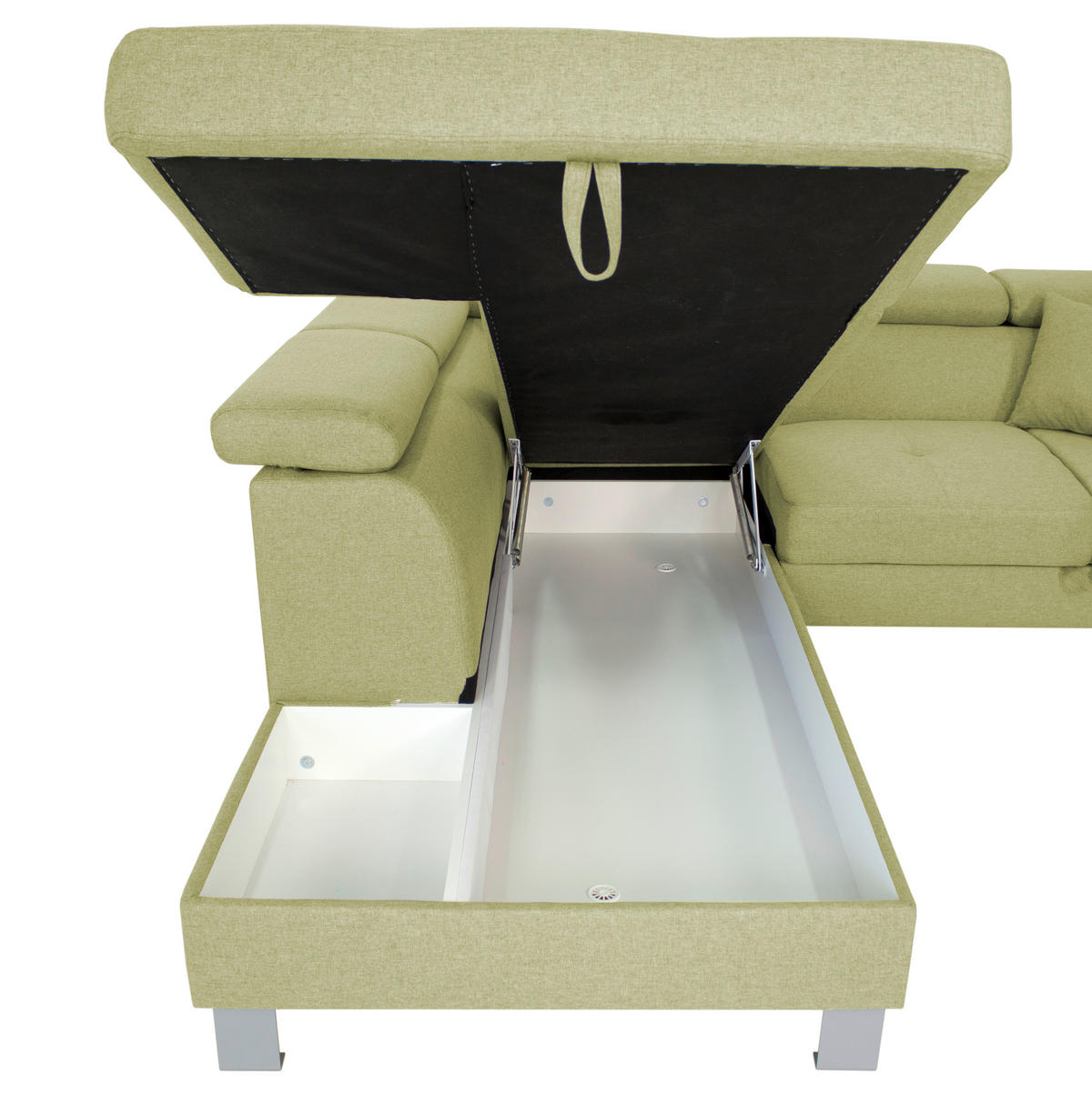 ECKSOFA in Webstoff Grün  - Silberfarben/Grün, Design, Textil/Metall (226/257cm) - Xora